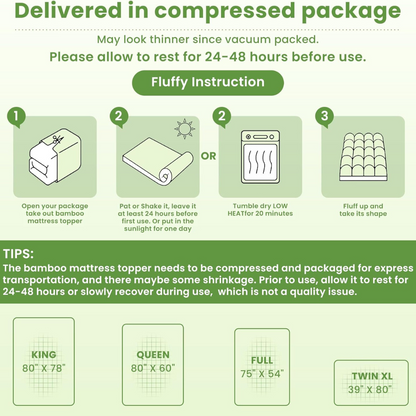 Temp-Regulating Bamboo Mattress Topper